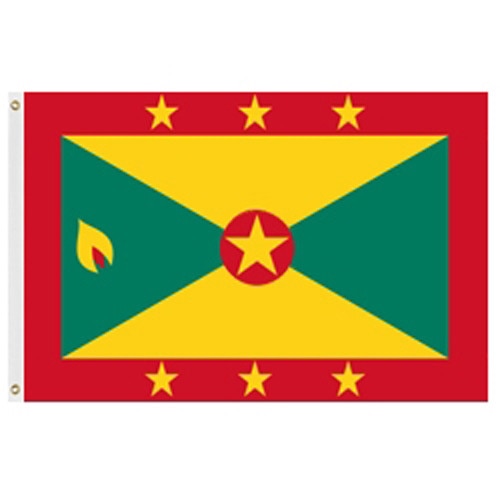 Grenada flag with stars and flame