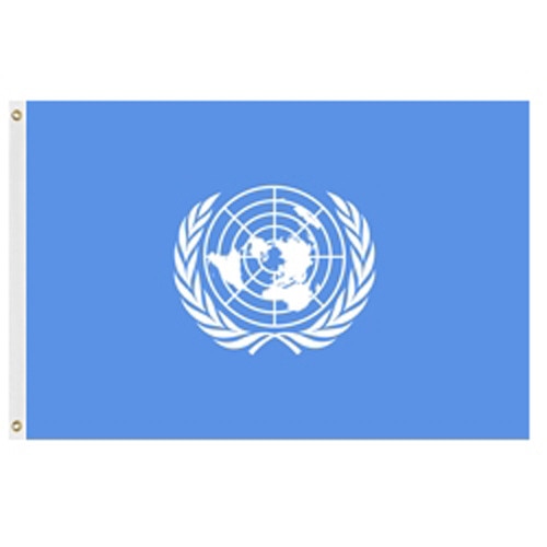 UN flag with emblem and map
