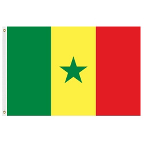 Senegal flag with star in yellow