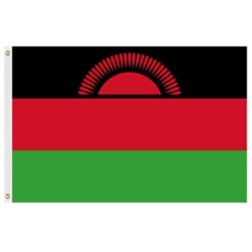 Malawi flag with sun and stripes