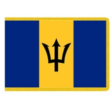 Barbados flag with trident symbol
