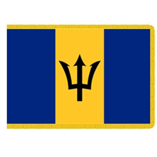 Barbados flag with trident symbol