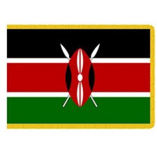 Kenya flag with shields and spear