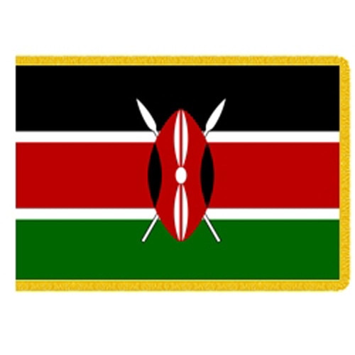 Kenya flag with shields and spear