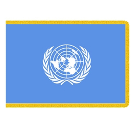UN flag with gold trim design