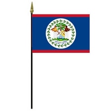 Belize national flag on pole