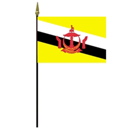Brunei national flag on pole