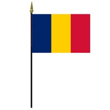 Romanian flag on a flagpole