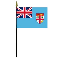 Fiji national flag on a pole
