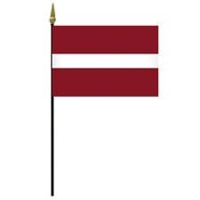 Latvian flag on a black pole
