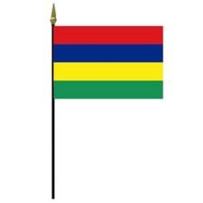 Mauritius national flag on pole
