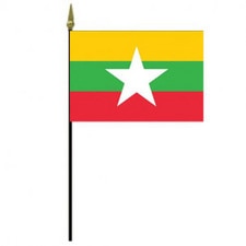 Myanmar national flag on pole