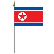 North Korea flag on a pole