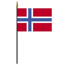Norwegian flag on black pole