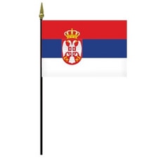 Serbian flag on a pole