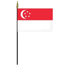 Singapore flag on a flagpole