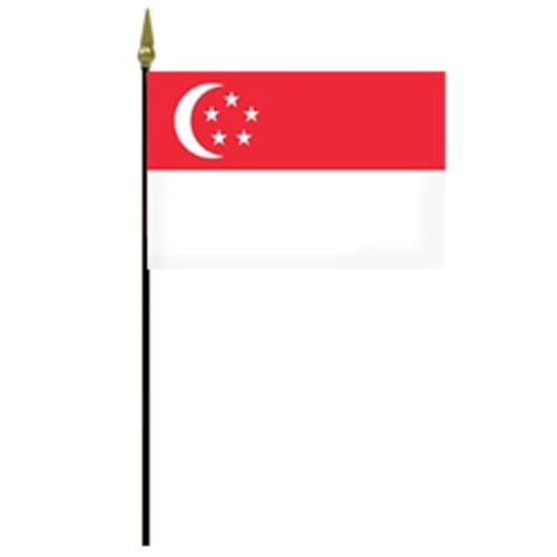Singapore flag on a flagpole