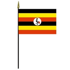 Uganda national flag on pole