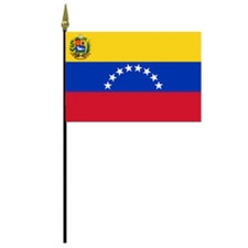 Venezuelan flag on a black pole