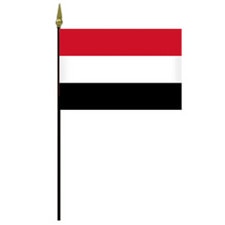 Yemen national flag on a pole