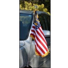 USA flags on car antenna