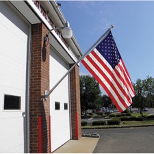 American flag on brick building