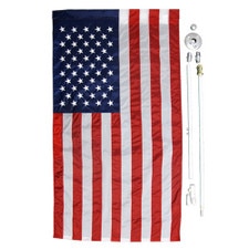 U.S. Flag Set with Solar Light