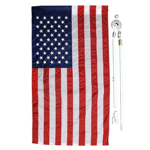 U.S. Flag Set with Solar Light