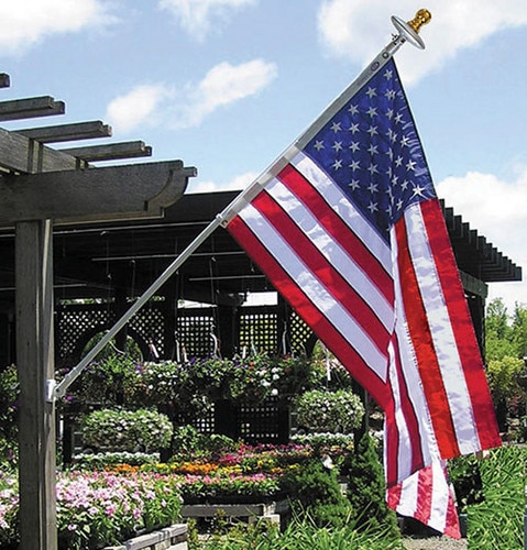 flag on pole in garden area