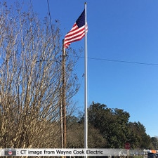 American flag flying on pole
