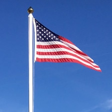 American flag waving in sky