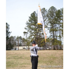 person holding flag in field