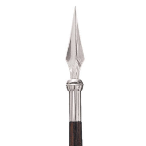 metal spearhead with wooden shaft