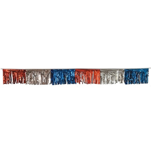 red white blue fringe banner