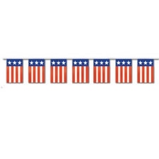 bunting with red white blue flags