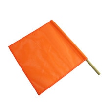 orange safety flag with pole