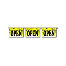 three open signs yellow background