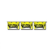 welcome banners yellow black text
