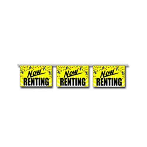 Now Renting signs on yellow bg