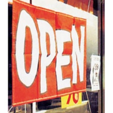 open sign on store window