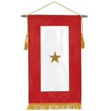 red banner with white field star