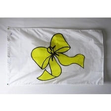 yellow bow on white flag