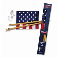 USA flag set with poles and bracket