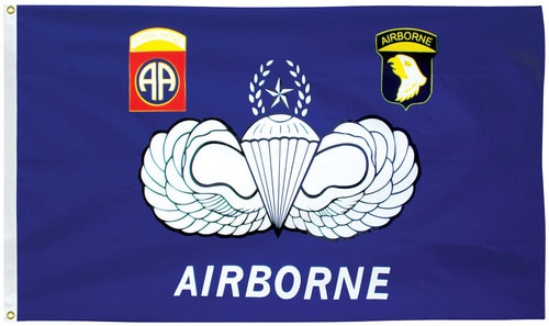Airborne flag with emblems display