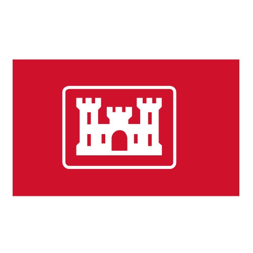 red flag with white castle icon