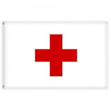 red cross flag on white background