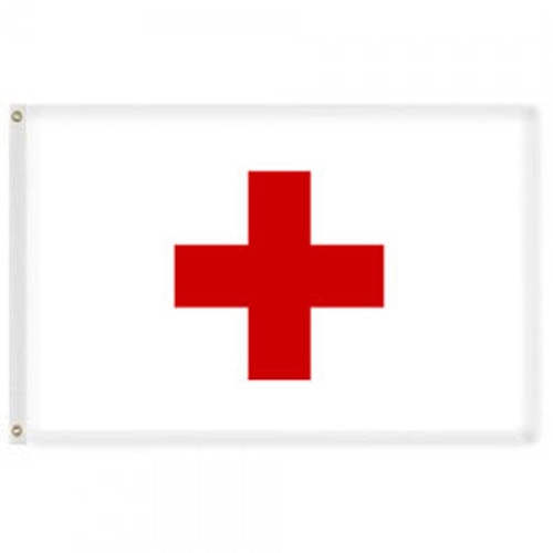red cross flag on white background