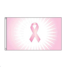Pink ribbon awareness flag