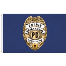 police department flag with badge