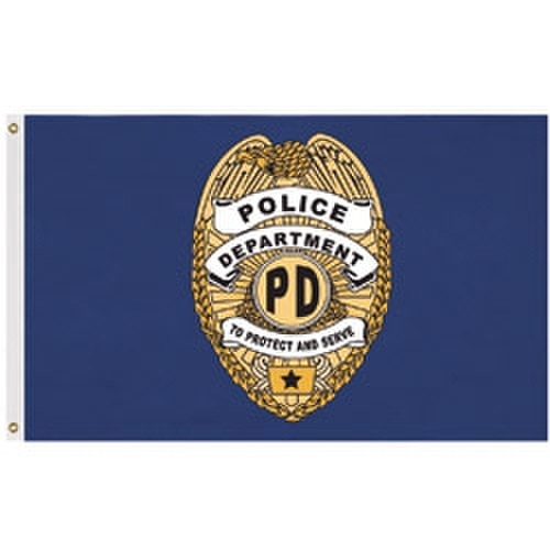 police department flag with badge